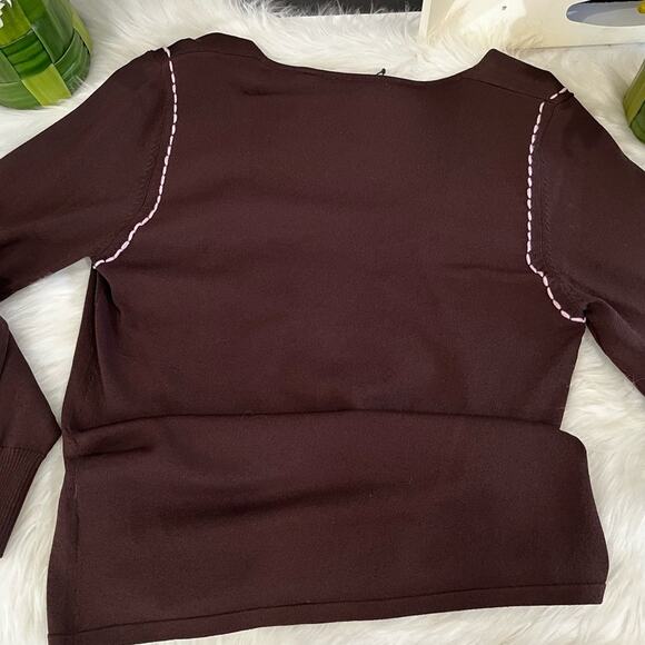 NEW BCBGMAXAZRIA Knit Classic Contrast Two Tone Scoop Neck Sweater Top M NWT - Picture 10 of 15